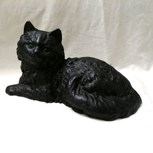 Vintage Hubley Cast Iron Black Cat Door Stop